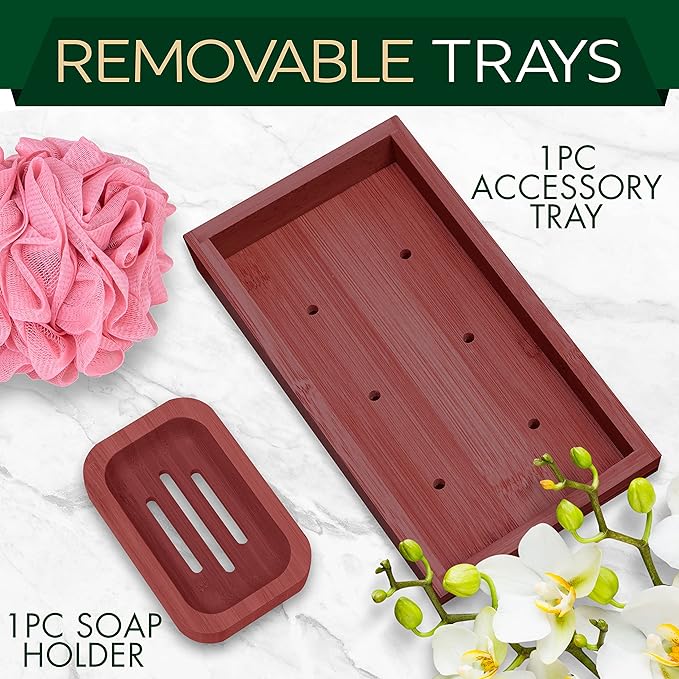 SereneLife Premium Bathtub Tray Caddy with Gift Box and Bow Set, Expandable Bath Tray, Unique House Warming Gifts for Mom, Women, Wedding, Anniversary, Bridal Shower, Fit for All Tub - Stain Brown - Bloomnest