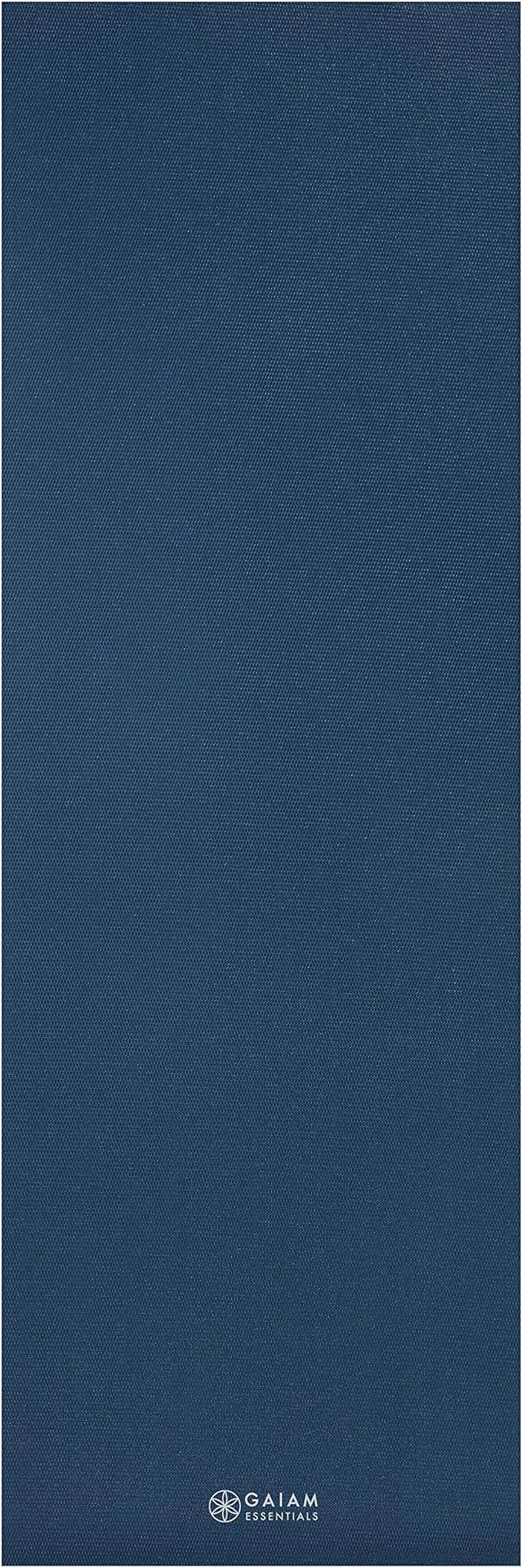 Gaiam Essentials Thick 2/5" (10mm) and Thin 1/4" (6mm) Yoga & Pilates, Fitness & Exercise Mat with Easy-Cinch Carrier Strap