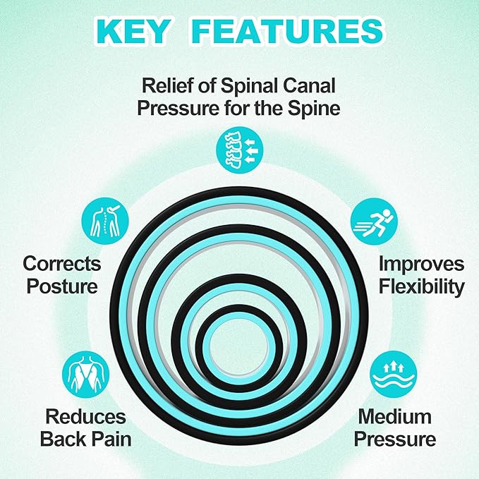 4 Pack Back Roller- Yoga Wheel for Back Pain Reliefn & Stretching, Back Wheel for Deep Tissue Massage, Back Stretcher for Physical Therapy & Exercise - Bloomnest