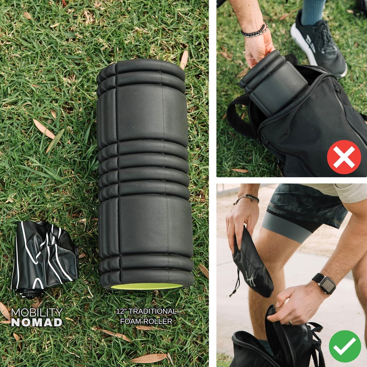 Inflatable Foam Roller – Travel Muscle Recovery Tool, Deep Tissue Massage, Physical Therapy, Hiking & Gym – Adjustable Firmness – Includes Pump, Bag & Adapters