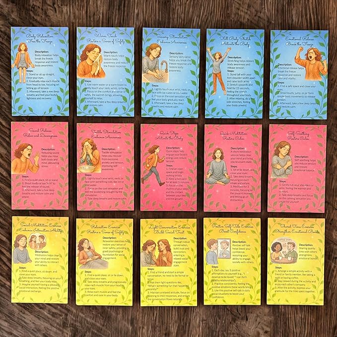 Vagus Nerve Reset Deck - Somatic Exercises for Nervous System Regulation & Mental Health | Polyvagal Theory-Based Therapy Games & Self-Care Gifts for Therapists