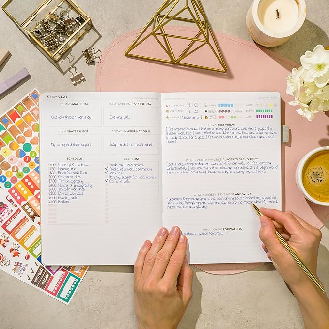 Clever Fox Self-Care Journal – Wellness & Daily Reflection Notebook – Mental Health & Personal Development Journal – Self-Care, Meditation & Mood Journal for Women & Men – Large (Seashell) - Bloomnest