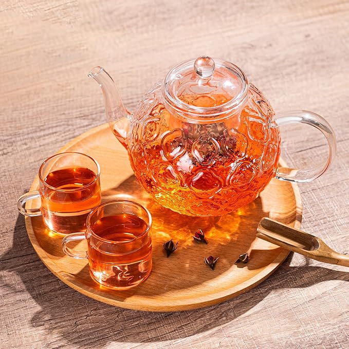 Glass Teapot with Removable Infuser-1500ml Clear GlassTea Pot for Stovetop, Borosilicate Microwave Safe Glass Tea Kettle and Tea Maker for Blooming & loose Tea - Bloomnest
