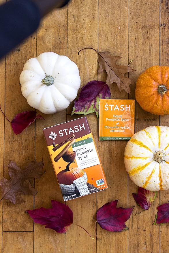Stash Tea Decaf Pumpkin Spice Black Tea - Decaf, Non-GMO Project Verified Premium Tea with No Artificial Ingredients, 18 Count (Pack of 6) - 108 Bags Total - Bloomnest