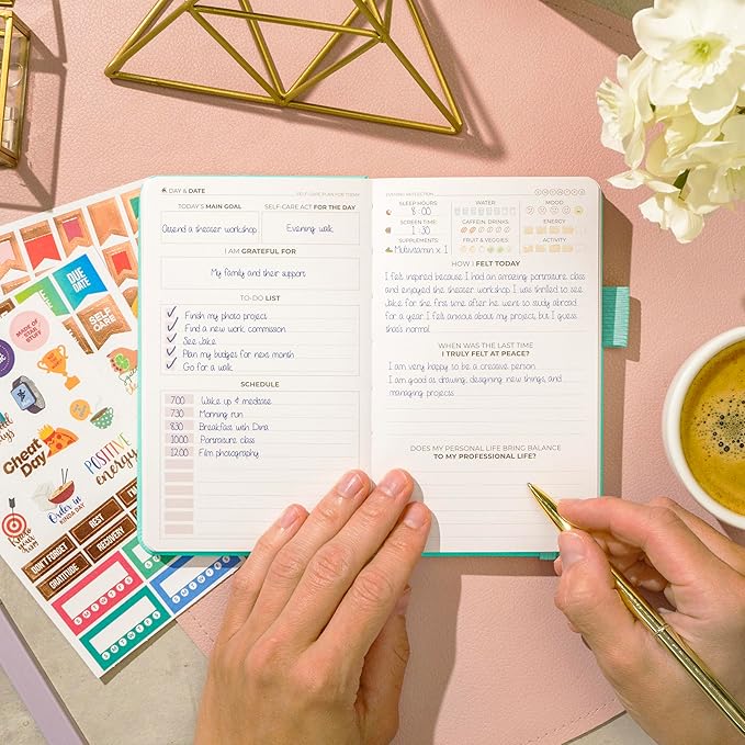 Clever Fox Self-Care Journal Pocket – Daily Reflection Notebook – Mental Health & Personal Development Planner, Meditation & Mood Log (Turquoise) - Bloomnest