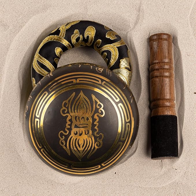 Tibetan Singing Bowl Set with Fabric Gift Case - Sound Bowl Meditation Set - Meditation Bowl - Handcrafted in Nepal - Sound Healing Instrument - For Sound Bath, Reiki Supplies, Meditation Accessories