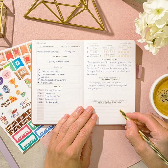 Clever Fox Self-Care Journal Pocket – Daily Reflection Notebook – Mental Health & Personal Development Planner, Meditation & Mood Log (Rose Gold) - Bloomnest