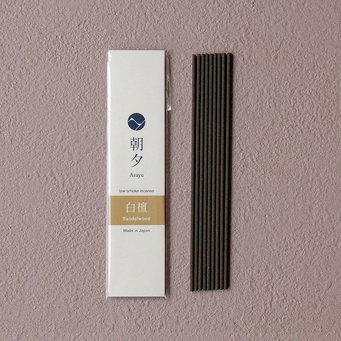 Asayu Japan Incense Gift Set - Sandalwood Scent Collection - Ceramic Holder + 5 Sandalwood Blends (20g Each) - Made in Japan - for Yoga, Meditation & Relaxation