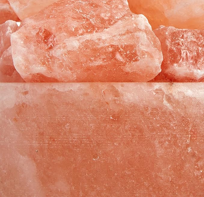 Spantik Himalayan Salt Lamp Bowl with Natural Crystal Chunks, Dimmer Cord and Classic Wood Base Premium Quality Authentic from Pakistan - Bloomnest