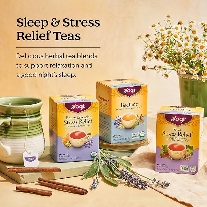 Yogi Tea Stress Relief & Relaxation Variety Sampler - 16 Bags per Pack (5 Packs) - Organic Relaxing Tea Sampler Set - Calming, Comforting Chamomile, Relaxed Mind & More - Bloomnest
