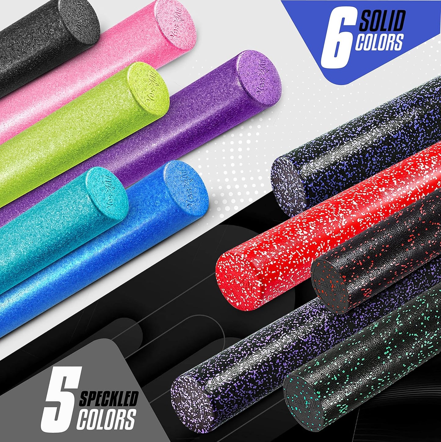 Yes4All High-Density EPP Round Back Roller Foam, Exercise Foam Roller for Yoga, Pilates & Stretching - 12, 18, 24, 36 inch