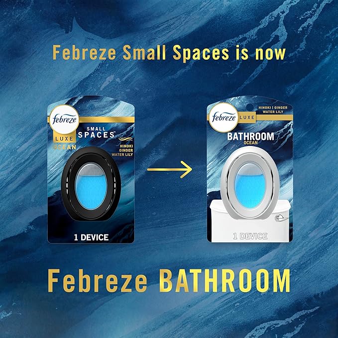 Febreze Bathroom Air Freshener, Odor-Fighting, Plug In Alternative, Air Fresheners for Home and Bathroom and Kitchen, Closet Air Fresheners, Ocean Scent, 4 Count - (Packaging May Vary) - Bloomnest