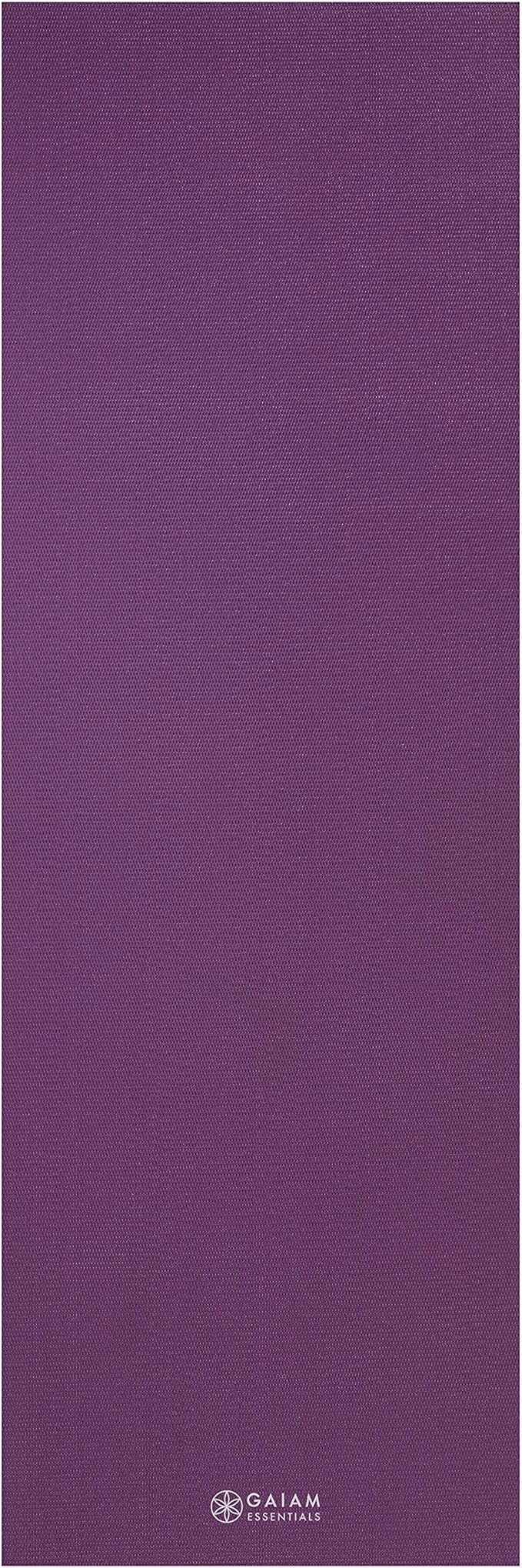 Gaiam Essentials Thick 2/5" (10mm) and Thin 1/4" (6mm) Yoga & Pilates, Fitness & Exercise Mat with Easy-Cinch Carrier Strap