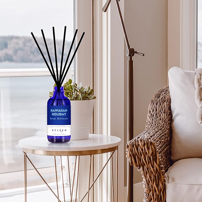 Reed Diffuser Set for Home| 3.7 Oz(110ml) Hawaiian Holiday Fragrance Diffuser | with Mangoes, Pineapples, Peaches & Melons Scented Oil Sticks Diffuser, Air Fresheners for Home, Bathroom - Bloomnest