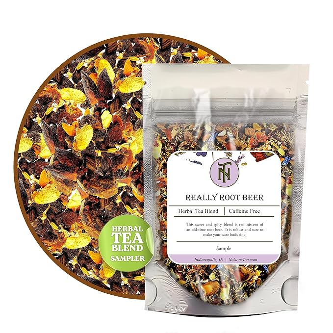 Nelson's Tea Really Root Beer - Caffeine Free Sarsaparilla Root Herbal Loose Leaf Tea; Blend of Flavors like Sarsaparilla, Sassafras Burdock, and More! - (Sample 0.5 Oz) - Bloomnest