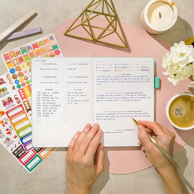 Clever Fox Self-Care Journal – Daily Reflection Notebook – Mental Health & Personal Development Planner, Meditation & Mood Log, A5 (Turquoise) - Bloomnest
