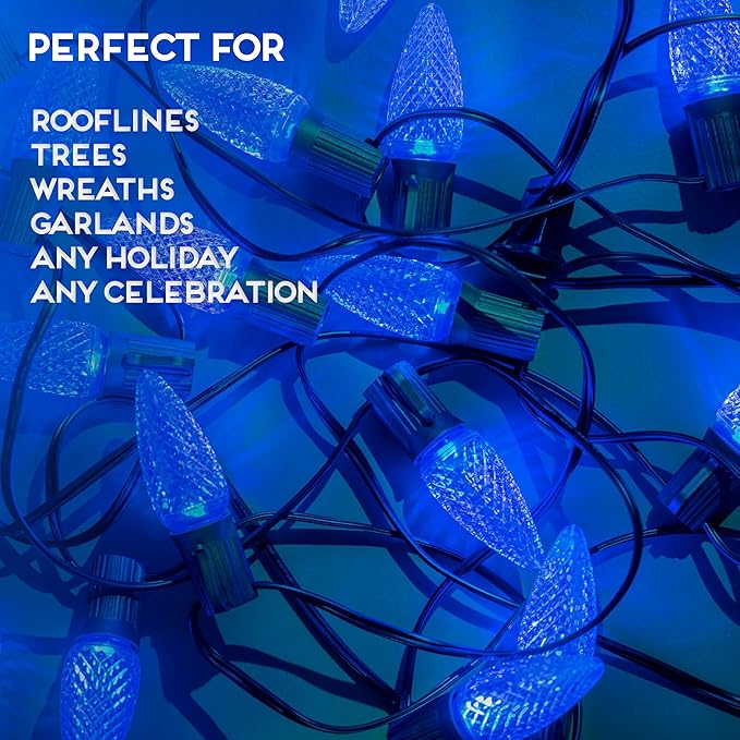 HLO Lighting Set of 500 Blue C9 Faceted LED Christmas Light Bulbs for Indoor & Outdoor Use | Durable Replacement Bulbs - Bloomnest
