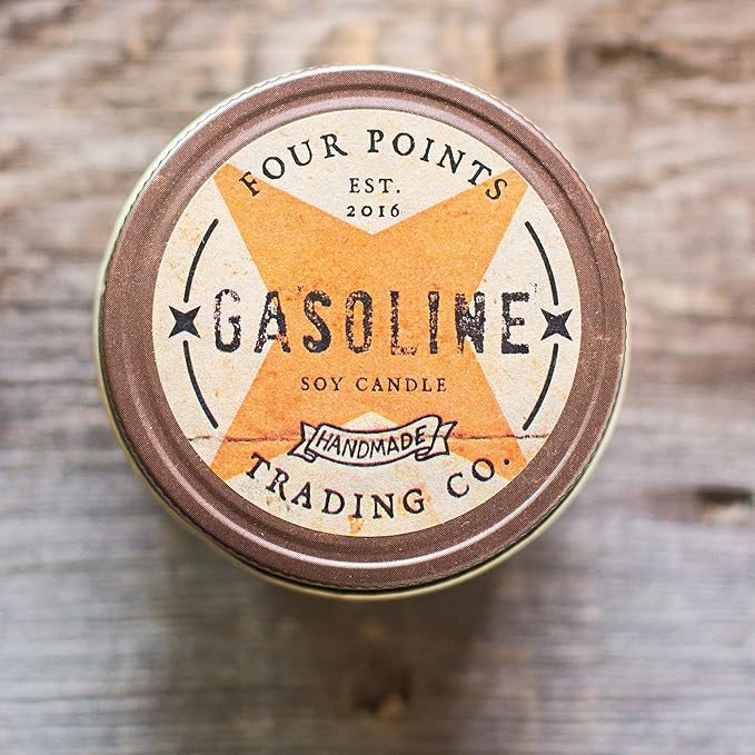 Gasoline Scented Candle 4 oz - Soy Aromatherapy Candle with Jar - Great Fun Gifts for Birthday, Anniversary, Christmas, New Year, House Warming and More - Four Points Trading Co. - Bloomnest