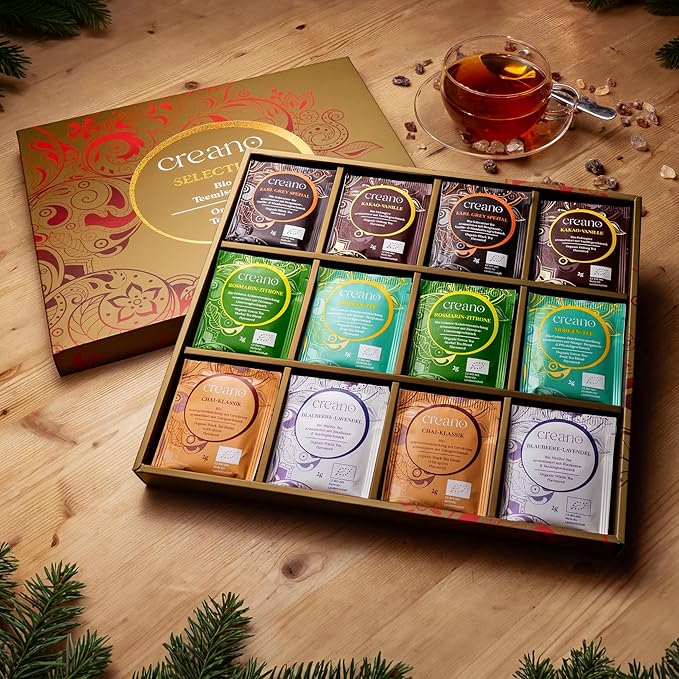 Creano Organic Tea Gift Set – 48 Organic Tea Bags in 6 Dreamy Varieties – 96 g* - Bloomnest