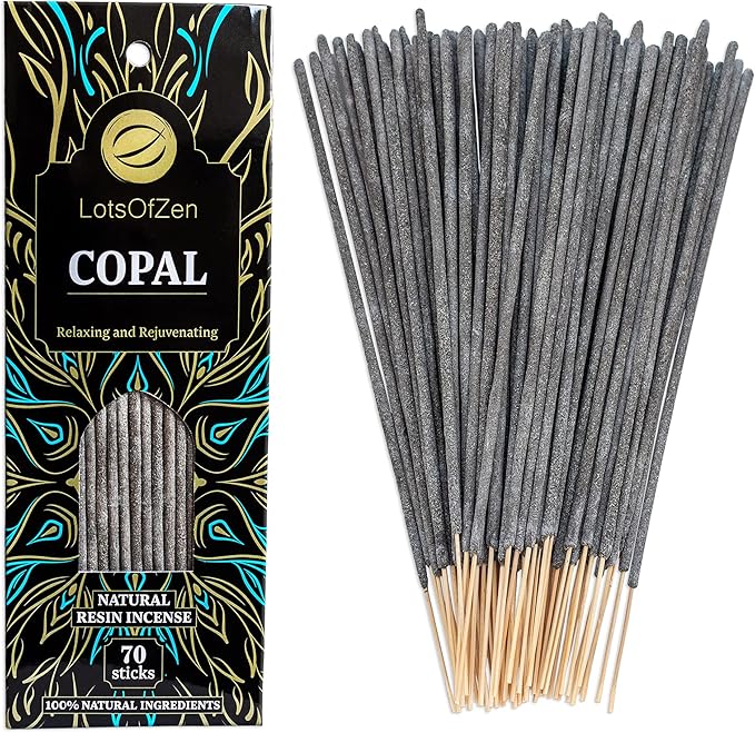 Copal Incense Sticks (70 Pack) – Long Burning White Copal Resin Smudge Kit for Cleansing, Meditation, Rituals & Home Energy Refresh LotsOfZen