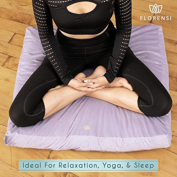 Florensi Meditation Mat Zabuton, Velvet Floor Cushions for Sitting, Meditation Cushions and Pillows with 100% Cotton Insert, Yoga Cushion for Women and Men