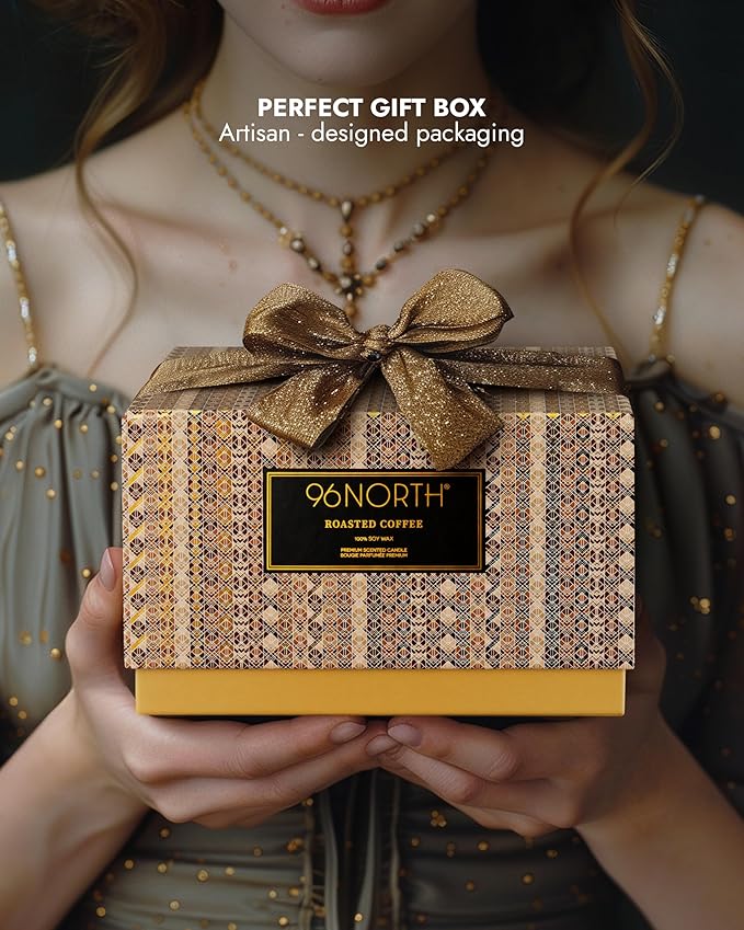 96NORTH Luxury Coffee Soy Candle | Large 3 Wick Jar Candle | Up to 40 Hours Burning Time | 100% Natural Soy Wax | Housewarming Gift for Men and Women - Bloomnest
