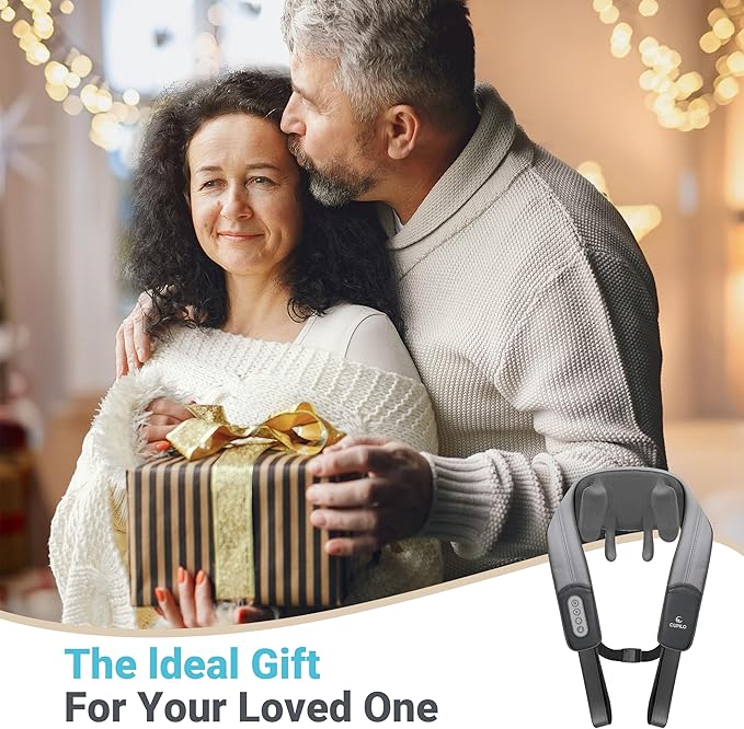 Neck Shoulder Massager with Heat - FSA Eligible, Ideal Gifts for Men Women,4D Expert Deep Tissue Kneading Massager, Rechargeable Massage for Neck, Shoulder,Traps and Back Pain Relief - Bloomnest