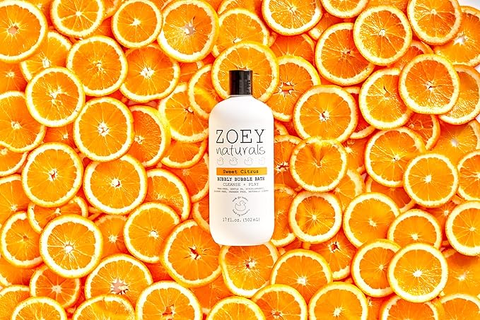 Zoey Naturals - Sweet Citrus Bubble Bath for Kids & Babies - Organic Tear-Free, Non-Toxic Toddler Soap with Moisturizing Aloe & Avocado Oil - Long Lasting Bubbles - Made in USA, 17 oz - Bloomnest
