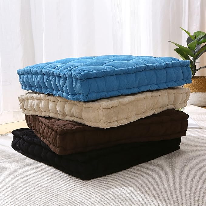Verpert Floor pillow25x25Inch Square Meditation Cushion Floor Seating for Adults,Oversized Tufted seat Cushion Reading Nook for Kids,Yoga Meditation Pillow Sitting on Floor,Living Room Couch Outdoor - Bloomnest