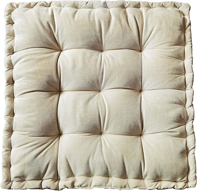 Verpert Floor Pillow 25x25 Inch,Square Meditation Cushion Floor Seating for Adults,Oversized Tufted seat Cushion Reading Nook for Kids, Yoga Meditation Pillow for Sitting on Floor, (Beige)