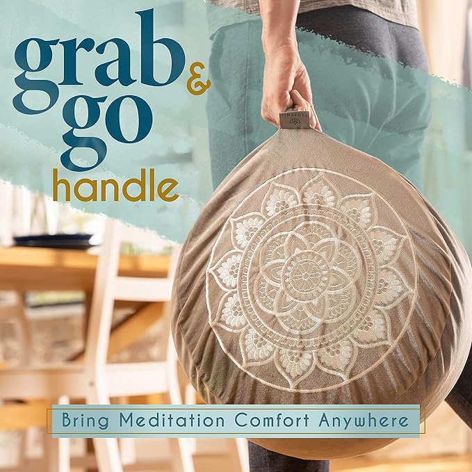 Florensi Meditation Cushion - Comfortable Floor Pillow - Traditional Tibetan Meditation Pillow with Beautiful Velvet Cover - Large Floor Cushion Seating for Adults - Premium Yoga Buckwheat Bolster - Bloomnest
