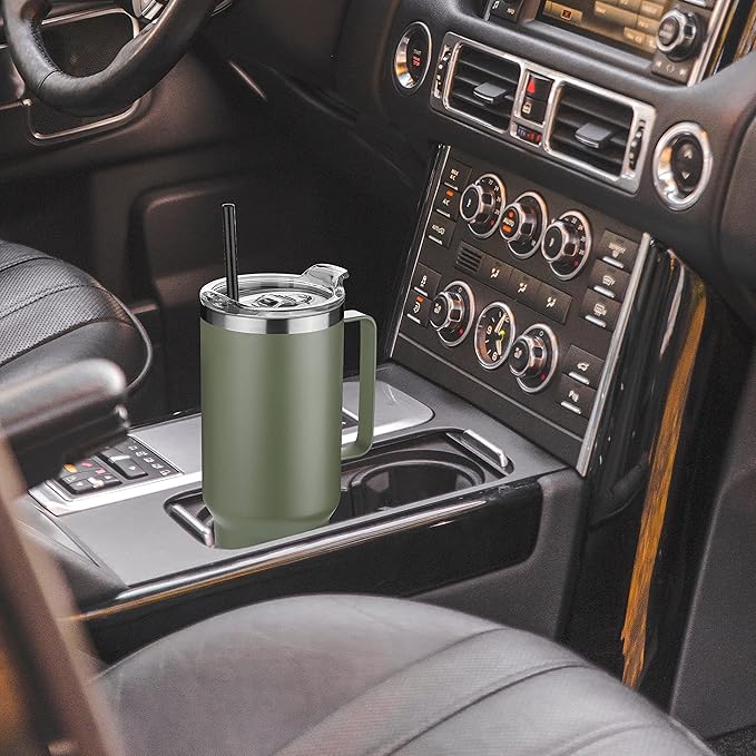 HASLE OUTFITTERS 40 oz Stainless Steel Tumbler with Handle, Vacuum Insulated Tumblers Bulk, Reusable Double Wall Travel Coffee Mug, Durable Powder Coated Water Bottles(Army Green, 4) - Bloomnest
