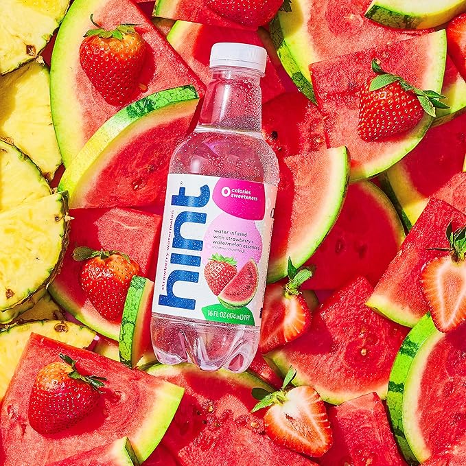 Hint Fruit-Infused Bottled Water, Strawberry Watermelon - Sugar Free Flavored Water with Zero Calories, Naturally Flavored, and No Artificial Sweeteners - 16 Fl Oz (Pack of 12) - Bloomnest