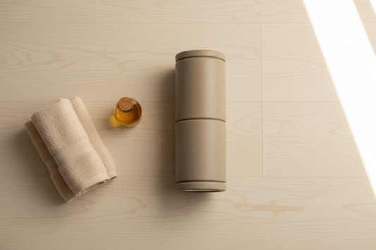 Foam roller and massage oil for post-travel muscle recovery at home — summer wellness routine