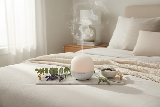 aromatherapy diffuser for Labor Day fatigue recovery with lavender essential oil
