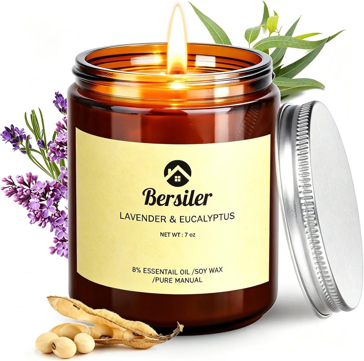 Scented Candles, Lavender Eucalyptus Candles, Non Toxic Soy Candle