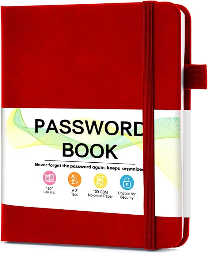 Password Keeper Book with Alphabetical Tabs，4.3"x5.7" Small Password Books for Seniors Password Notebook for Internet Website Address Log in Detail