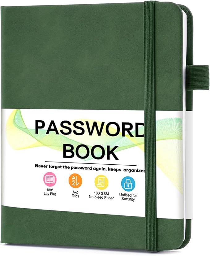 Password Keeper Book with Alphabetical Tabs，4.3"x5.7" Small Password Books for Seniors Password Notebook for Internet Website Address Log in Detail