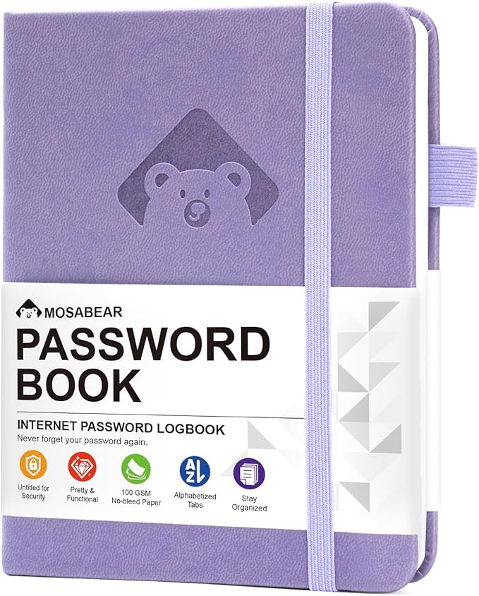 Password Keeper Book with Alphabetical Tabs，4.3"x5.7" Small Password Books for Seniors Password Notebook for Internet Website Address Log in Detail