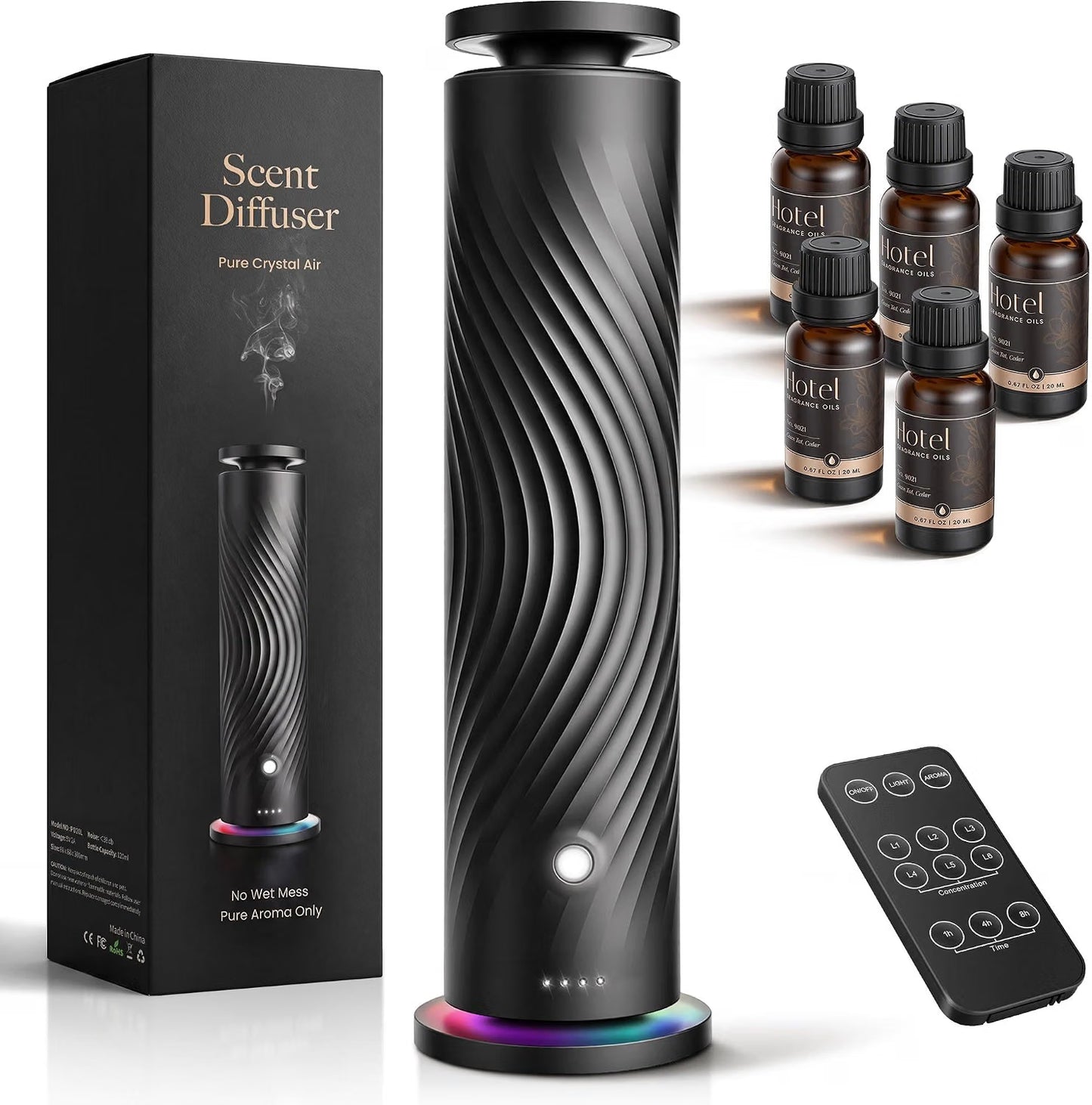 Serecen Waterless Cold-Air Scent Diffuser – 5-Oil Starter Kit, 1,000 sq. ft. Coverage