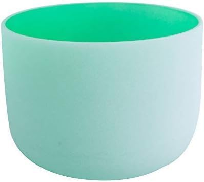 ENERGYSOUND 432Hz Perfect Pitch F Heart Chakra Green Color Frosted Quartz Crystal Singing Bowl 8 inch mallet and o-ring included