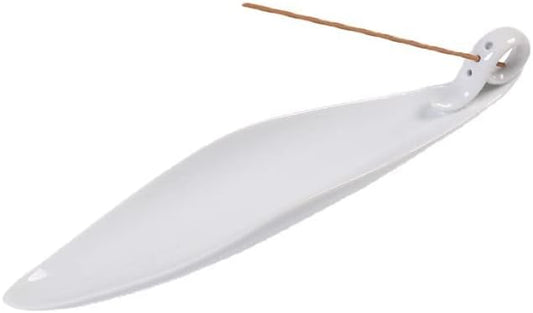 9" Length Incense Stick Holder with 3 Holes, White Porcelain Incense Tray Ash Cather for Spa, Meditation Room, Yoga, Home, Office (White)