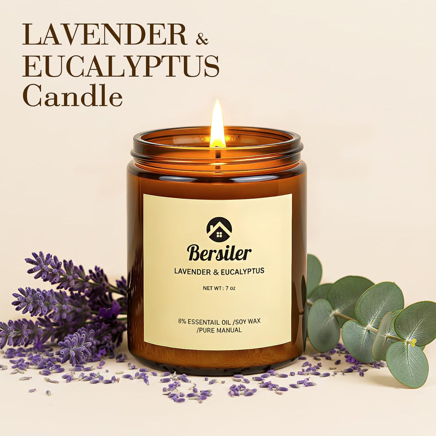 Scented Candles, Lavender Eucalyptus Candles, Non Toxic Soy Candle