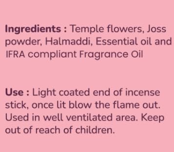 Rose Incense Sticks, 80 Sticks - Charcoal Free, Handmade by Indian Artisans, Perfect Housewarming Gift, Promotes Love & Care