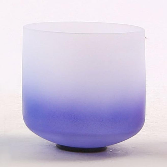 Leize Crystal Singing Bowl Gradient Color Chakra Tuned Quartz 7 inch Indigo 432hz A Note with Suede Striker