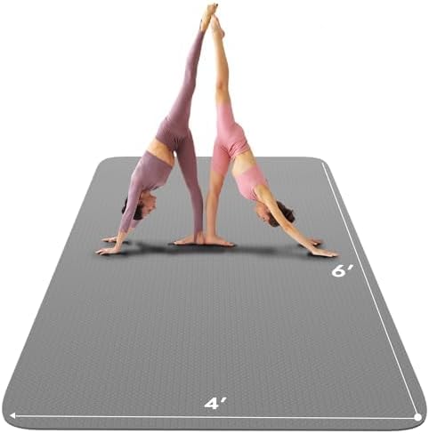 FrenzyBird Large Yoga Mat 6'x 4'（72”x 48”）—1/4" &1/3" Extra Wide Exercise Mat 183cm x 122cm Large Exercise Mat Big Home Yoga Mat Pilates Mat,Non Slip,Thick,TPE Workout Mat,for Women & Men, Yoga, Pilates, Gym and Floor Workouts Pilates - Bloomnest