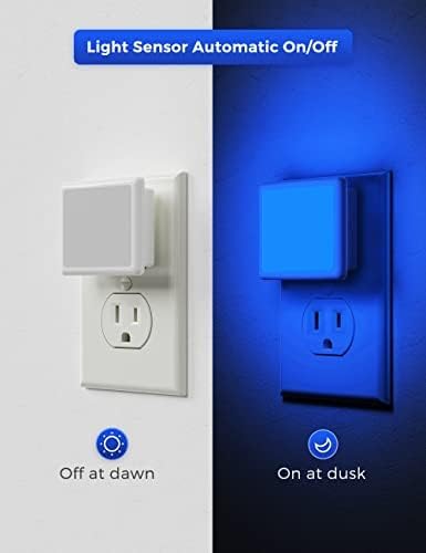 L LOHAS LED Blue Night Lights Plug into Wall 2-Pack, 0.3W Plug in Night Light, Dusk to Dawn, Bright Nightlight Auto-On/Off, for Adults Kids Room Bedroom Bathroom Hallway Kitchen, Non-Dim - Bloomnest