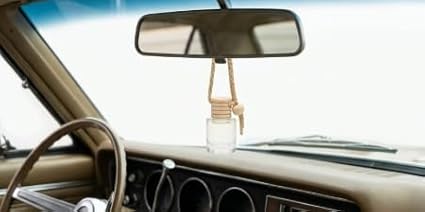 Hanging Car Air Diffuser - Glass and Wood Essential Oil Car Air Freshener - Long Lasting Rearview Mirror Scent - FyrBugg Apothecary, LLC - 10ml (A Day At The Spa) Bloomnest
