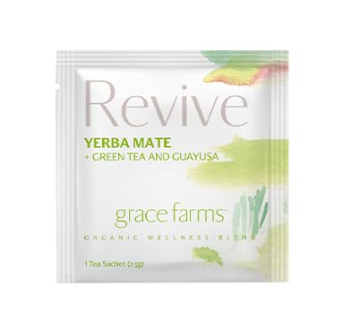 Grace Farms REVIVE Wellness Organic Tea Blend (100 Enveloped Pyramid Sachets w/ String & Tag) | Yerba Mate, Green Tea, & Adaptogens | Natural Energy Coffee Replacement | Fairtrade & Kosher | Gives Back 100% of Profits - Bloomnest