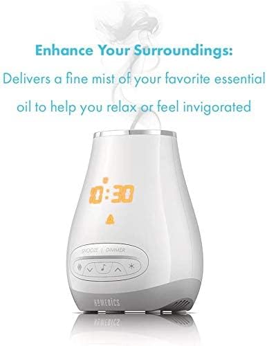 Slumber Scents Alarm Clock, Essential Oil Diffuser & White Noise Machine 6 Soothing Sounds, LED Lights, Auto-Off Timer, Bluetooth Bonus- 3 Essential Oils, Aromatherapy SoundSpa HoMedics - Bloomnest